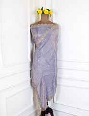 Shimmer Mauve Grey Unstitched Lehenga Suit
