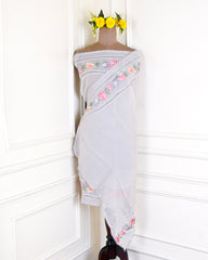 Organza Grey Unstitched Suit