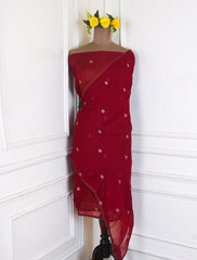 Organza Maroon Unstitched Suit