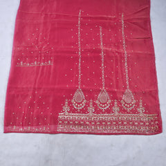 Shimmer Red Unstitched Lehenga Suit