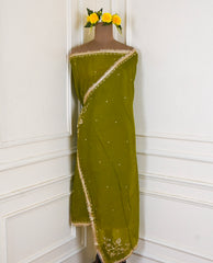 Khadi Mehandi Unstitched Lehenga Suit