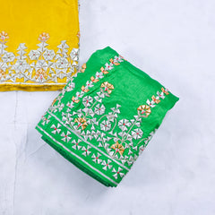 Khadi Yellow Unstitched Lehenga Suit