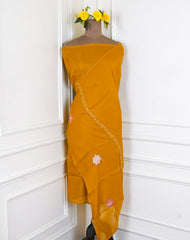 Organza Yellow Unstitched Suit