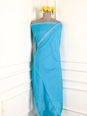 Twill Organza Sky Blue Unstitched Suit