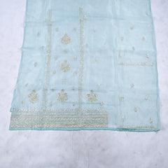 Glass Ice Blue Unstitched Lehenga Suit
