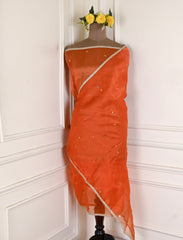 Glass Shimmer Orange Unstitched Suit