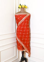 Crepe Rust Unstitched Lehenga Suit