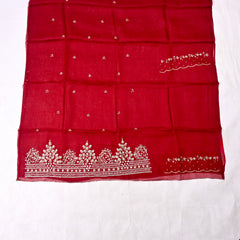 Organza Maroon Unstitched Suit