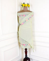 Organza Pista Green Unstitched Suit