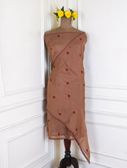 Organza Brown Unstitched Suit