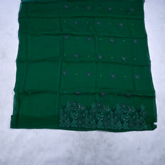 Organza Green Unstitched Suit
