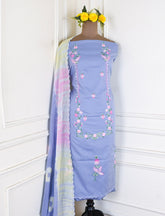 Self-Cotton Powder Blue Unstitched Suit