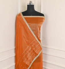 Glass Shimmer Beige Orange Unstitched Suit