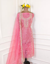 Glass Shimmer Pink Unstitched Suit