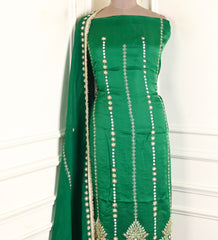 Organza Silk Green Unstitched Suit