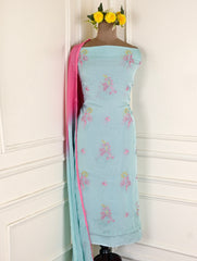 Organza Mint Green Unstitched Suit