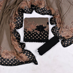 Georgette Black Unstitched Suit