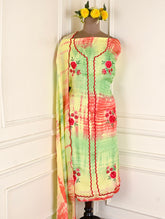 Twill Organza Parrot Unstitched Suit