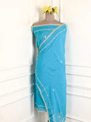 Organza Sky Blue Unstitched Suit