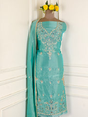 Shimmer Ferozi Unstitched Suit