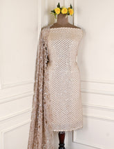 Shimmer Beige Unstitched Suit