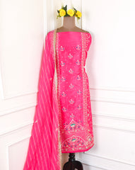 Khadi Pink Unstitched Suit