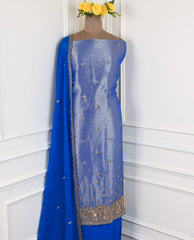 Shimmer Blue Unstitched Suit