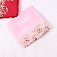 Twill Organza Red Unstitched Suit