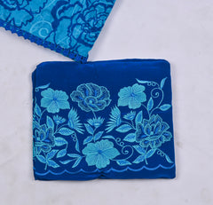 Georgette Blue Unstitched Suit
