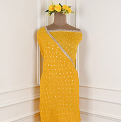 Silk Yellow Unstitched Suit