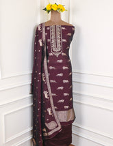 Banarasi Wine Unstitched Suit