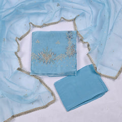 Crush Sky Blue Unstitched Suit