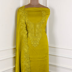 Organza Mehandi Unstitched Suit