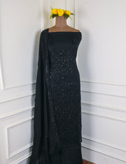 Organza Black Unstitched Suit