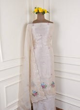 Glass Shimmer Off-White Unstitched Suit