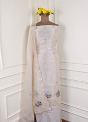 Glass Shimmer Off-White Unstitched Suit