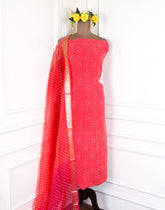 Organza Red Unstitched Suit