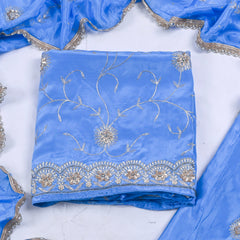 Crepe Sky Blue Lehenga Suit
