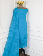 Organza Sky Blue Unstitched Suit