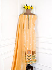 Mul Chanderi Cotton Yellow Unstitched Suit