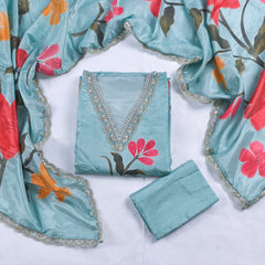 Shimmer Pale Aqua Blue Unstitched Suit