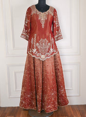 Shimmer Rust Unstitched Lehenga Suit