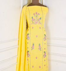 Georgette Lemon Unstitched Suit