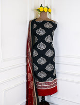 Pure Cotton Black Unstitched Suit