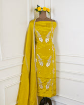 Crepe Yellow Unstitched Suit