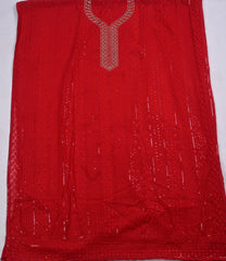 Georgette Red Unstitched Suit