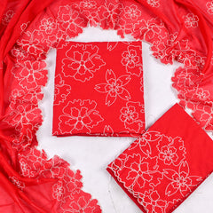 Cotton Red Unstitched Suit