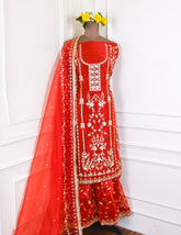 Glass Shimmer Rust Unstitched Lehenga Suit