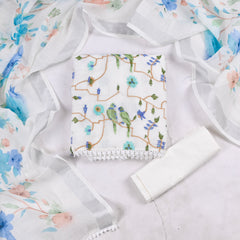 Kota Doria White Unstitched Suit