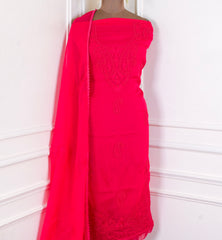 Organza Pink Unstitched Suit